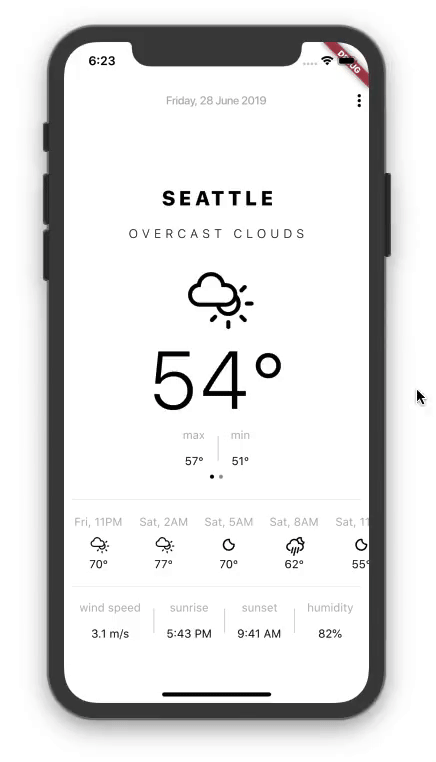 Weather App Made With Flutter - Download Free : Flutter Templates