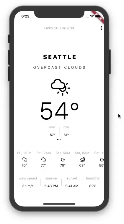 Weather App Made With Flutter - Download Free : Flutter Templates