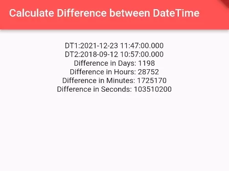 How To Get Difference Between Two Datetime In Dart/Flutter